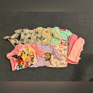 12 month Baby Toddler Girl Zip up Sleeper pajama set 8 pieces